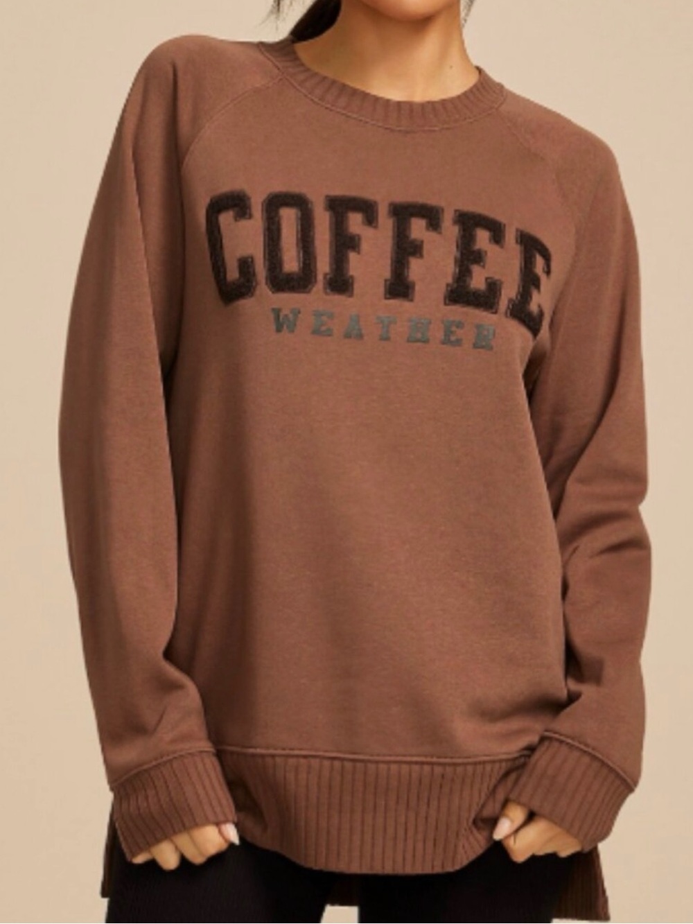 Maurices Coffee-Graphic Crewneck Sweater in Brown